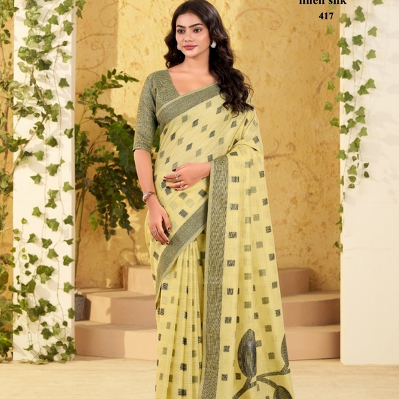 Elegant Pink and Gray Saree - Picture 4 of 8